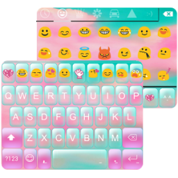 Pink Cloud Emoji Keyboard Skin App by Colorful Design