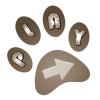 +button+play+arrow+paw+brown+ clipart