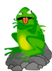 +frog+crossed+arms+sitting+rocks+ clipart