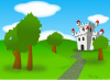 +landscape+scenery+castle+trees+grass+ clipart