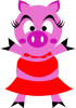+pink+pig+dress+cartoon+ clipart