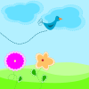 +spring+flowers+landscape+bird+ clipart