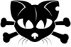 +feline+cat+skull+and+bones+ clipart