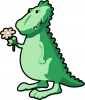 +jurassic+dinosaur+holding+flower+ clipart