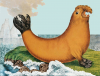 +marine+mammal+Walrus+illustration+ clipart