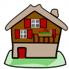 +building+structure+home+brown+red+shutters+ clipart