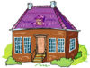 +building+home+dwelling+house+purple+roof+ clipart