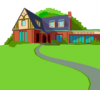 +building+home+dwelling+house+up+winding+walkway+ clipart