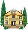 +building+home+dwelling+house+with+trees+ clipart