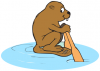 +animal+Castor+rodent+beaver+rowing+ clipart