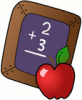 +education+learn+apple+and+slateboard+ clipart