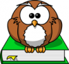 +read+reading+cartoon+owl+on+book+green+ clipart