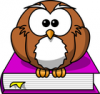 +read+reading+cartoon+owl+on+book+purple+ clipart