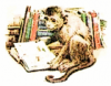 +read+monkey+browsing+at+the+library+ clipart