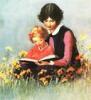 +read+mother+daughter+reading+field+ clipart