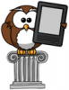 +sign+information+wise+owl+w+tablet+ clipart
