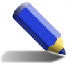 +write+writing+utensile+stubby+pencil+w+shadow+blue+ clipart