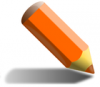 +write+writing+utensile+stubby+pencil+w+shadow+orange+ clipart