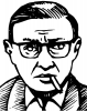 +famous+people+logic+philosopher+Jean+Paul+Sartre+lineart+ clipart