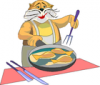+feline+animal+cartoon+cat+chef+cooking+fish+ clipart