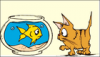 +feline+animal+cartoon+cat+eyeballing+goldfish+ clipart
