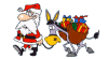 +santa+sleigh+reindeer+presents+ clipart