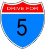 +drive+for+five+interstate+sign+ clipart