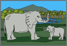 +animal+mother+and+baby+elephant++ clipart