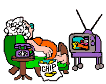 +people+elderly+lady+eating+chips+and+watching+tv++ clipart