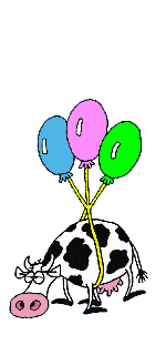 +farm+animal+cow+with+balloons++ clipart
