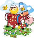 +farm+animal+cow+with+flowers++ clipart