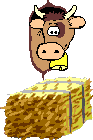 +farm+animal+cow+with+straw++ clipart
