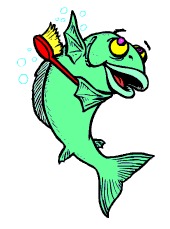 +fish+animal+green+fish+scrubbing+himself++ clipart