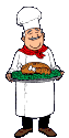 +food+chef+with+roast+chicken++ clipart