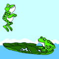 +reptile+animal+frogs+sea+sawing+on+a+lilly+pad++ clipart