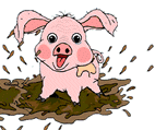 +hog+farm+animal+livestock+pig+in+mud++ clipart