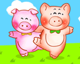 +hog+farm+animal+livestock+pink+pig+dancing++ clipart