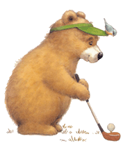 +stuffed+ainimal+teddy+bear+playing+golf+s+ clipart