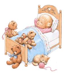 +child+infant+baby+in+bed+with+teddy+bears++ clipart