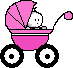 +child+infant+baby+pink+pram++ clipart
