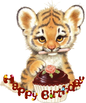 +birthday+party+Tiger+with+BirthdayCup+Cake+Animation+ clipart
