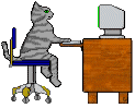 +animal+cat+at+a+computer++ clipart