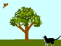 +animal+cat+cat+and+bird+in+a+tree++ clipart