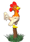 +animal+farm+bird+rooster+crowing+on+a+post++ clipart
