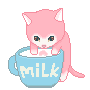 +animal+pink+cat+with+milk++ clipart