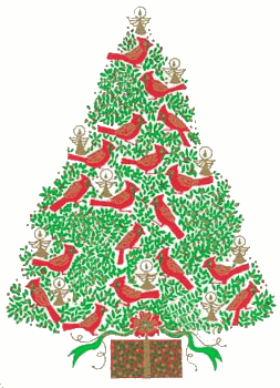 +bird+Christmas+Tree+with+Cardinals+Animation+ clipart