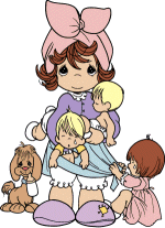 +children+girl+with+babies+children+and+puppy++ clipart