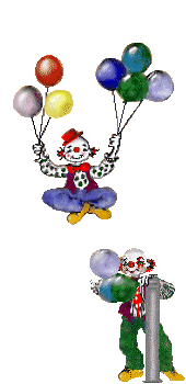+circus+carnival+jumping+clown+with+balloons++ clipart