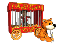 +circus+carnival+ring+master+in+tigers+cage++ clipart