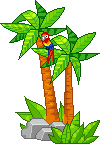 +plant+nature+parrot+up+a+palm+tree++ clipart